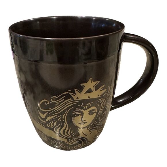 Starbucks 2012 Bone China Siren Crown Mermaid Gold Brown Mug Coffee Cup - Picture 2 of 13